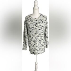 Miki by majestic Vintage Knit Sweater | Speckled Black & White | Made in Taiwan.